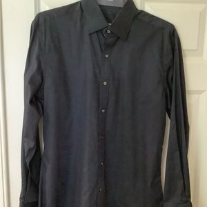 J.Hilburn Men’s Custom 100% cotton dress shirt-black twill neck 16.25”